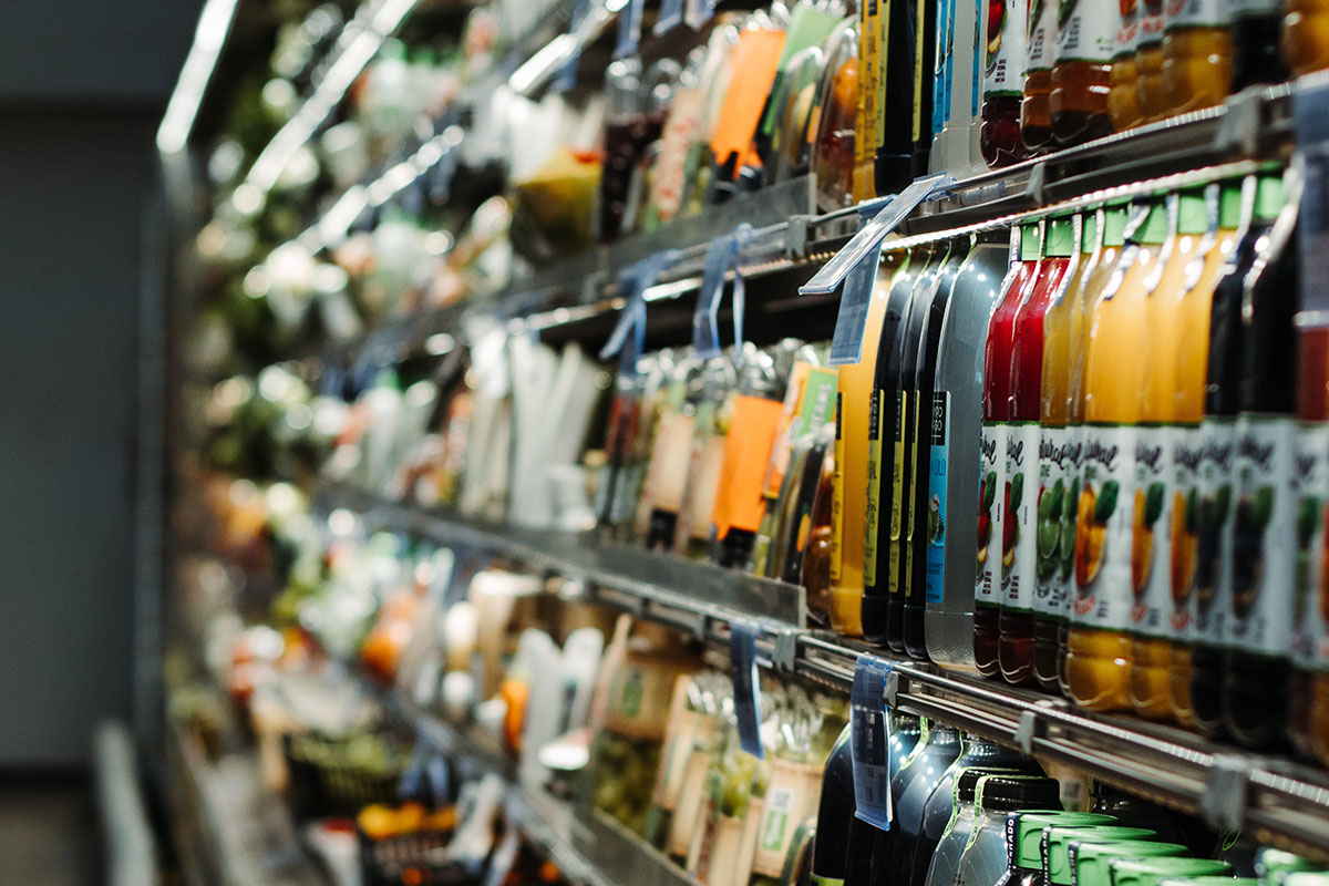 Store Shelf With Bottles